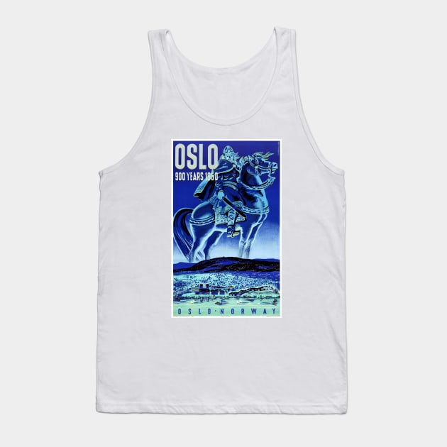 Vintage Travel Poster Oslo Norway 900 Years 1950 Tank Top by vintagetreasure